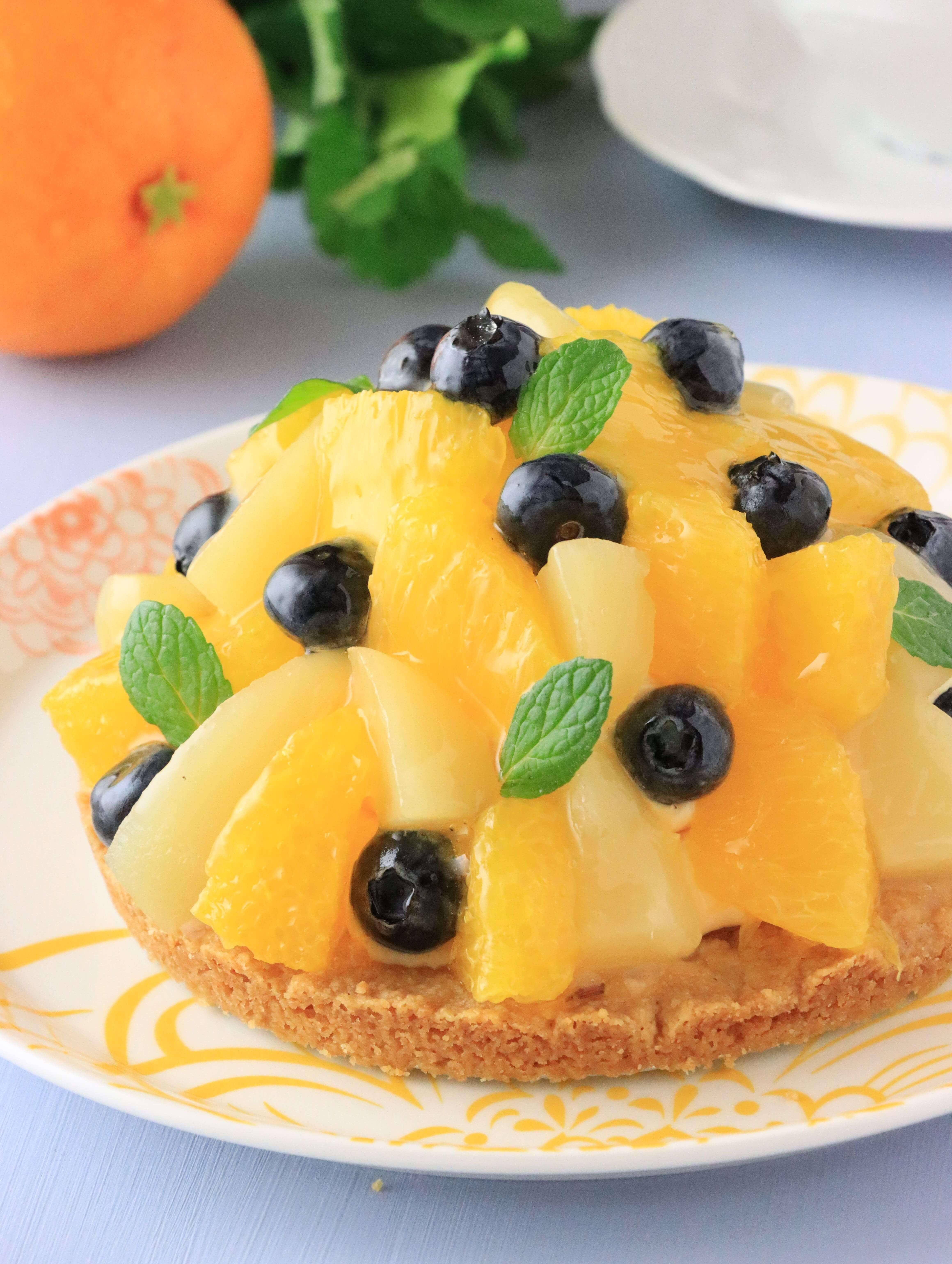 オレンジとブルーベリーのざくざくクランブルタルト